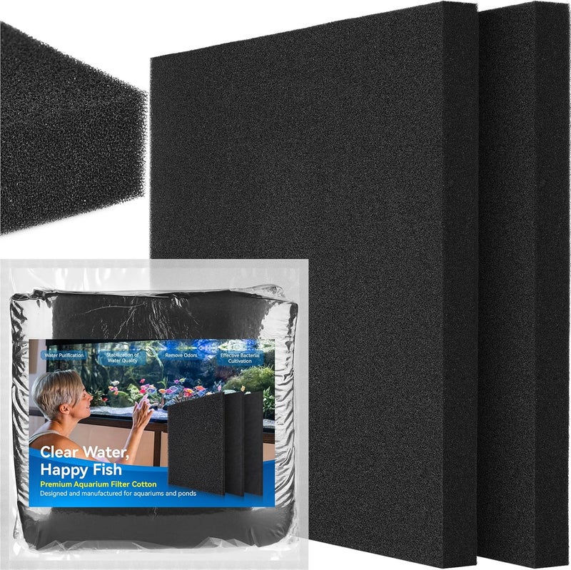 Borlech Aquarium Bio Filter Sponge Pad - Cut-to-Size Aquarium Filter Media for Fish Tank, Pond, Sump - Mechanical & Biological Filtration (18.5"x18.5"x1.6", 50PPI, 2 Pack) - Image 1